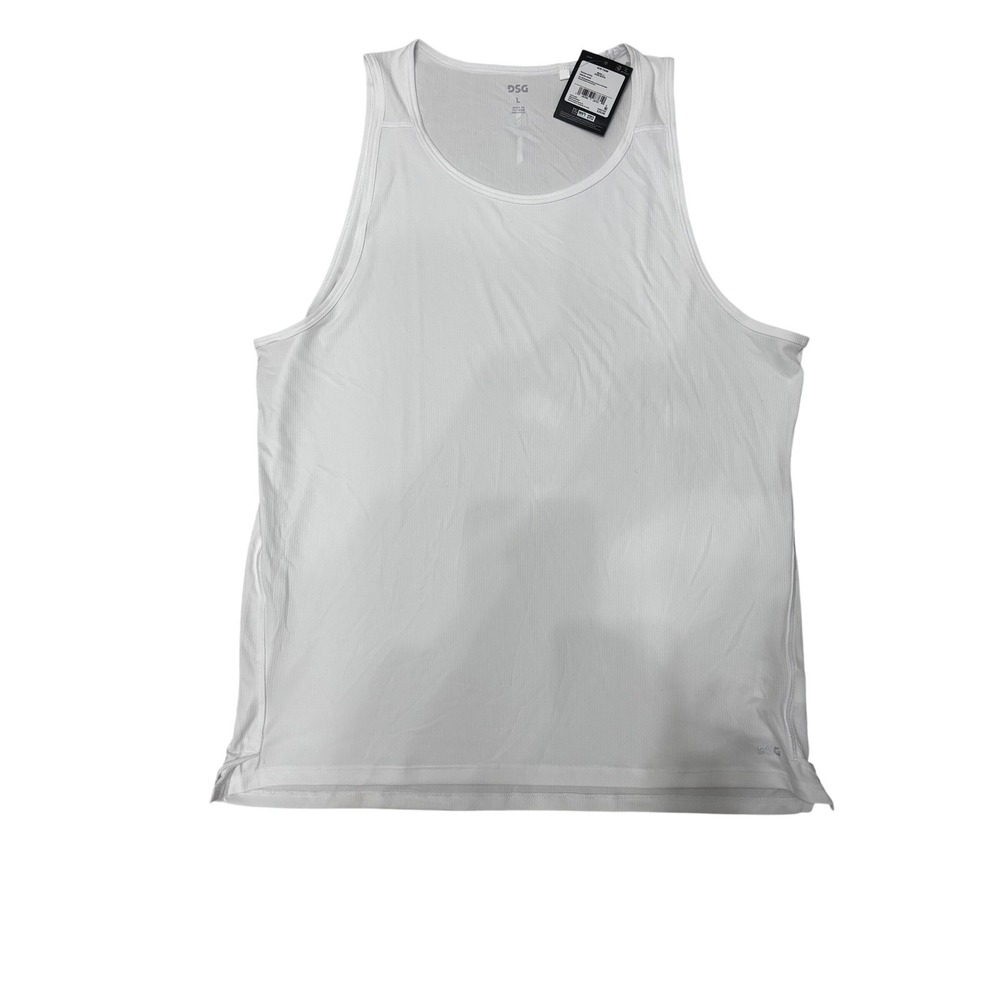 DSG Mens Run Tank Pure White Moisture Wicking UV Protection Training Top Size L